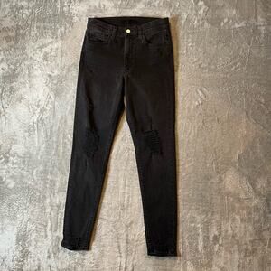 Joe’s Jeans Size 26 Black High Rise Skinny Distressed Ripped Denim Jeans New